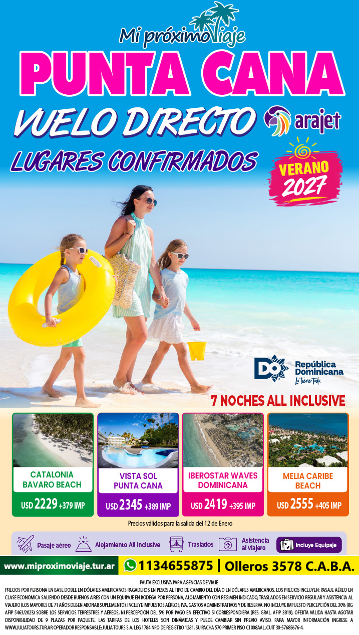 DIRECTO a PUNTA CANA con ARAJET - LUGARES CONFIRMADOS VERANO 2027 !